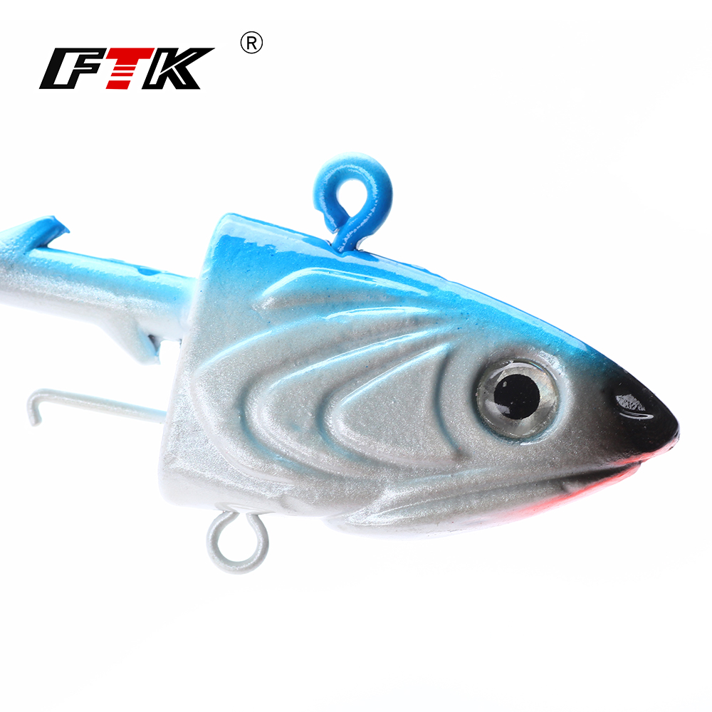 FTK 2 قطعة خطاف صيد السمك برأس - مراجعة Fishing Lure Soft Plastic وسعره